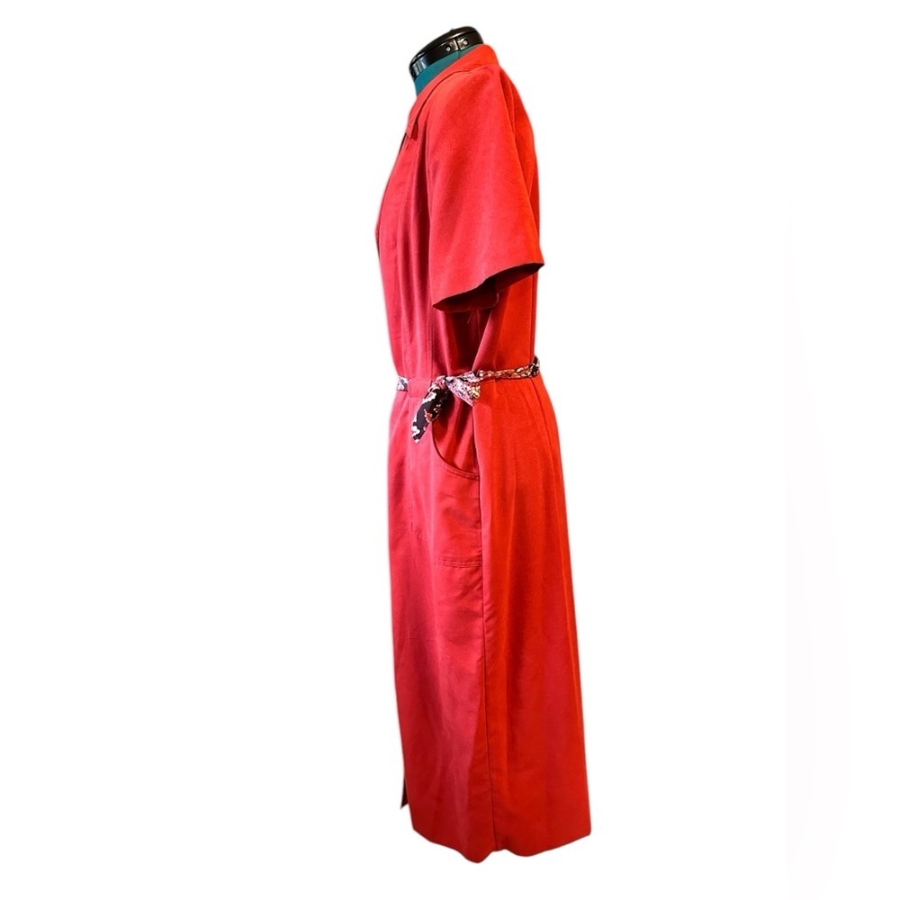 Vintage Melissa Harper Dress Womens 14 Rust Classic Preppy Work Button Front - Picture 4 of 12